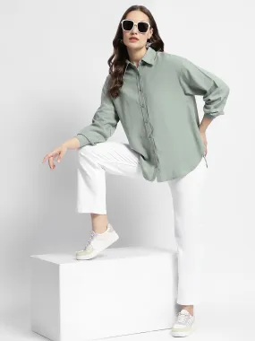 Functional Layer Madame Dusty Green Regular Full Sleeve Shirt
