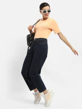 Relaxed Movement Madame Embellished Typography Peach Regular T-Shirt