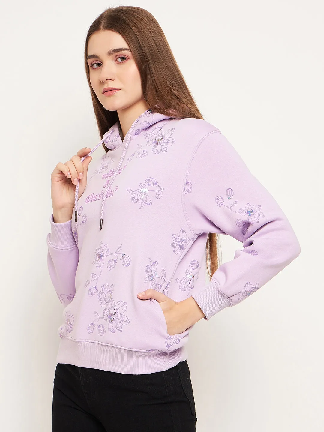 Madame Floral Printed Lilac Sweatshirt Fresh Sporty
