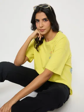 Ethically Sourced Cotton Classic Comfort Style Madame Front and Back Graphic Print Yellow T-Shirt