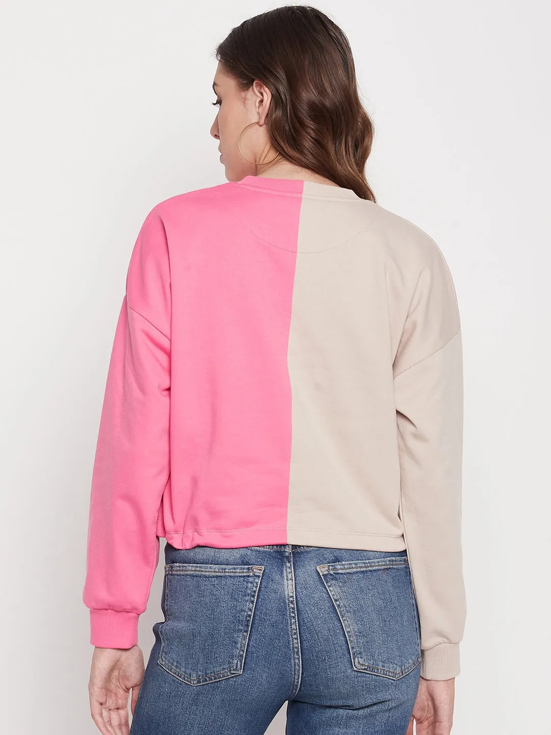 Madame Fuchsia Pink Color Block Sweatshirt Trendy Vibes Comfort Piece