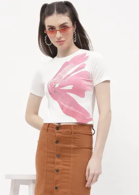 Madame Graphic Print Off-White Ribbed T-Shirt brandable Daily Style