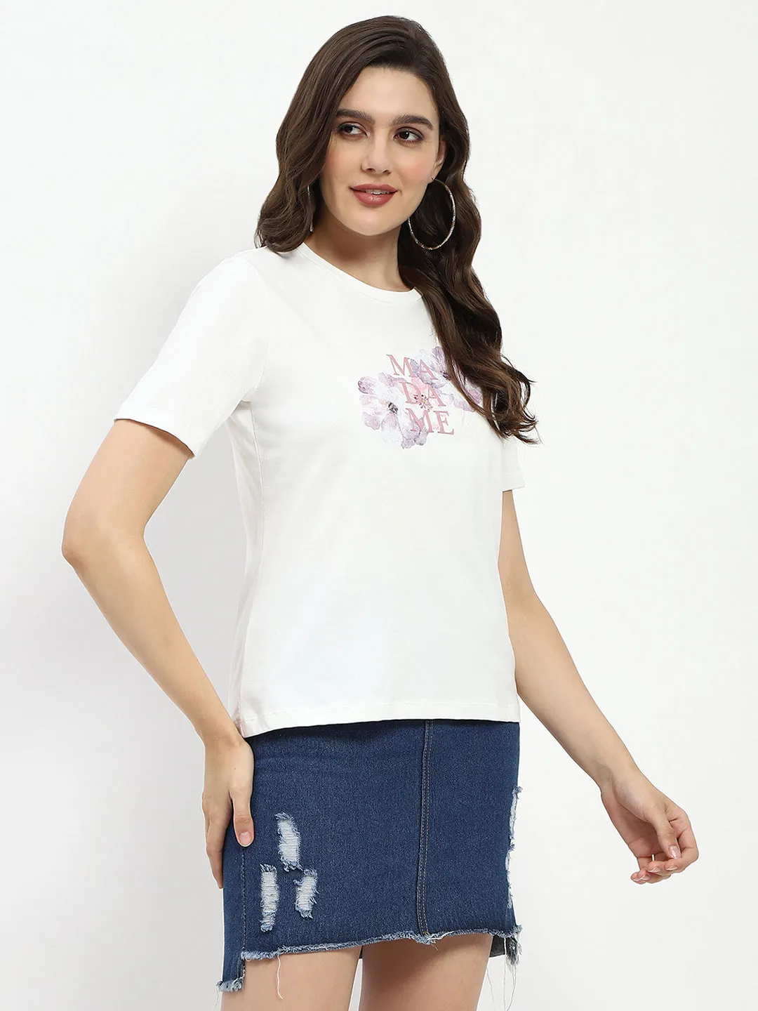 Quick Dry Performance Low Impact Manufacturing Madame Graphic Print White Cotton T-Shirt