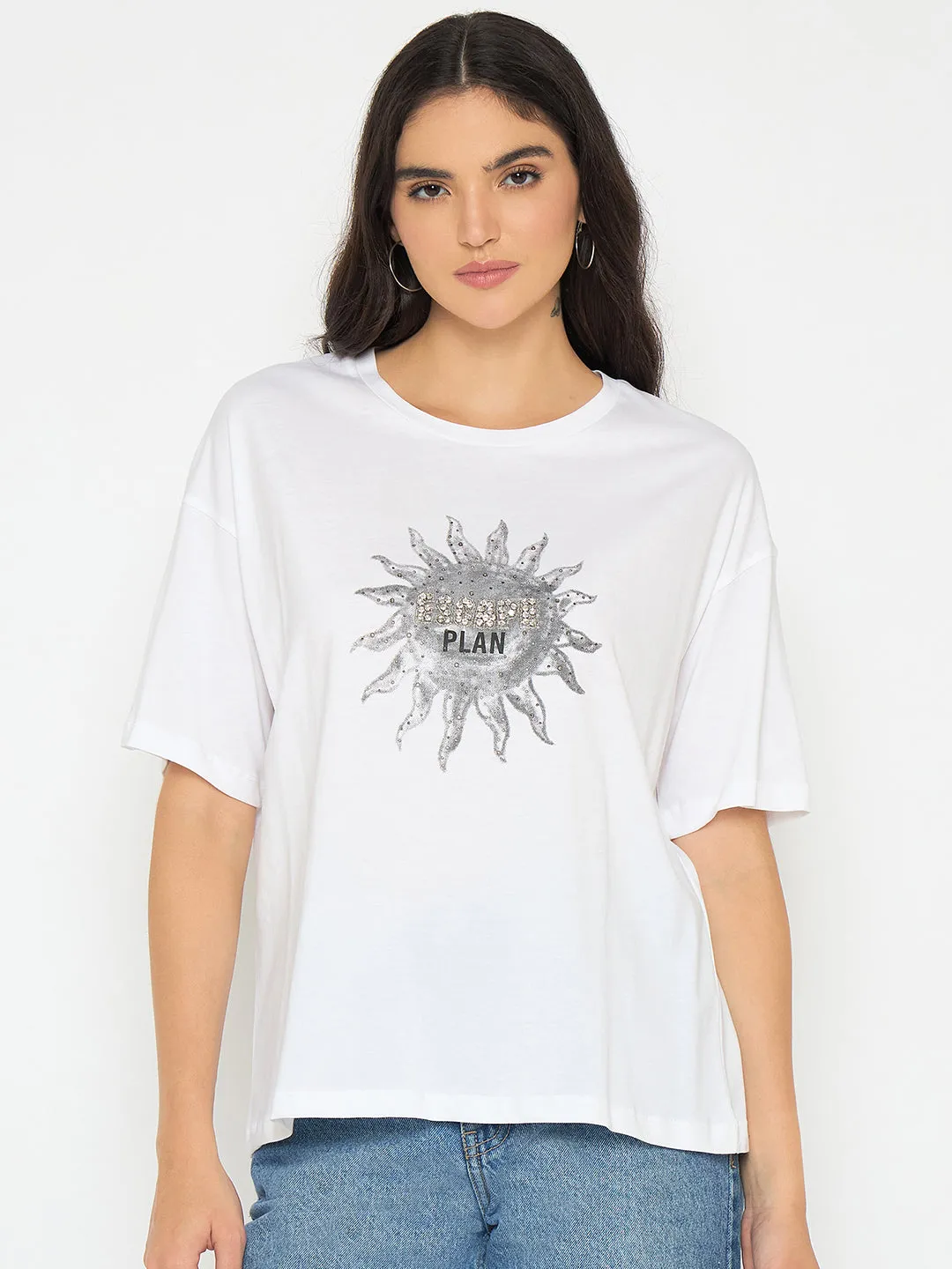 Madame Graphic Print White Cotton T-shirt ethical