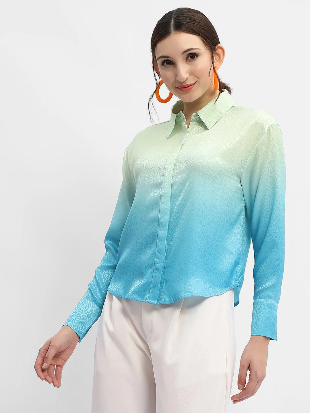 Cruise Collection Madame Green And Blue Ombre Shirt