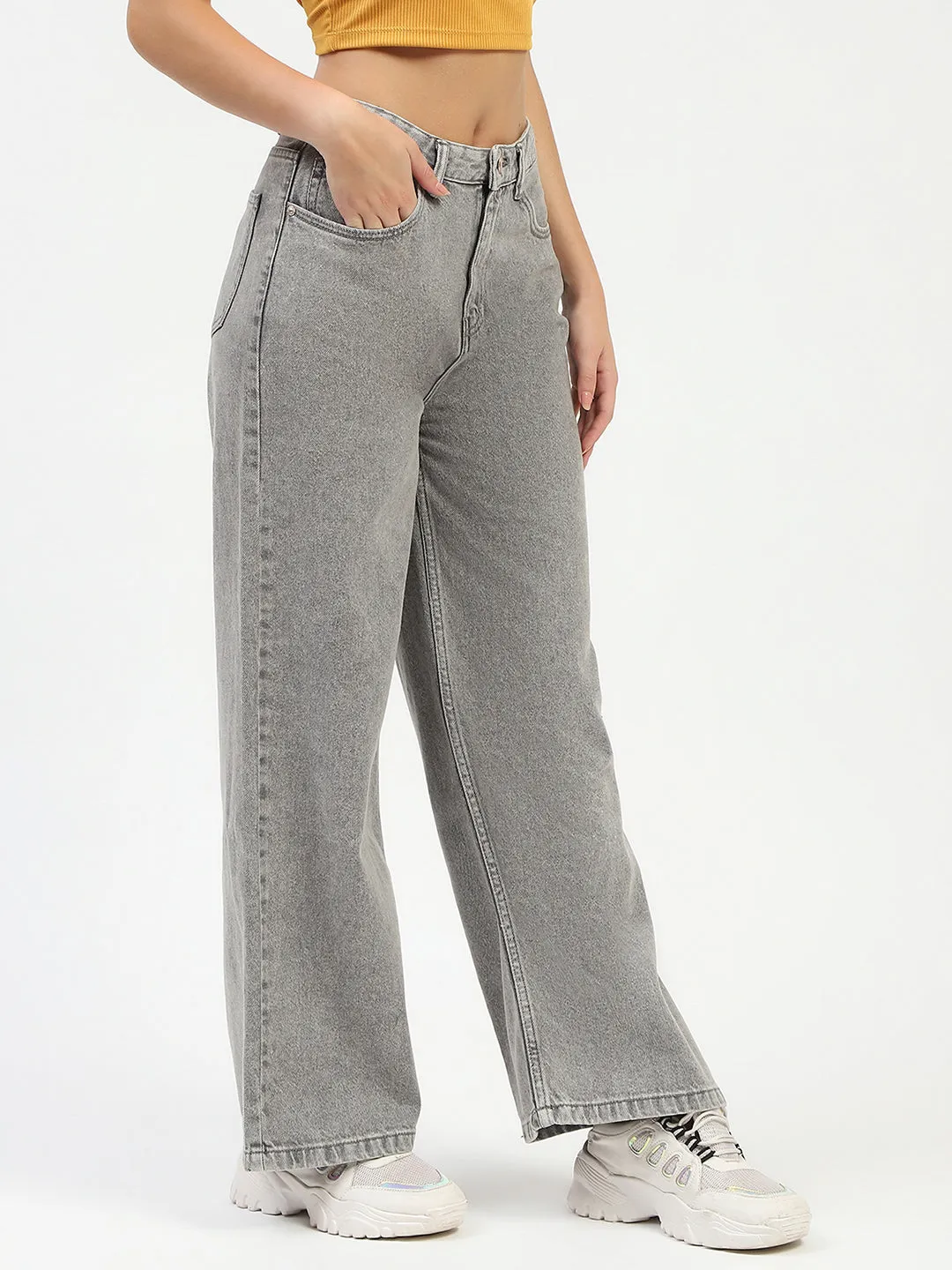 Comfort Wear Madame Grey Wide-Leg Jeans