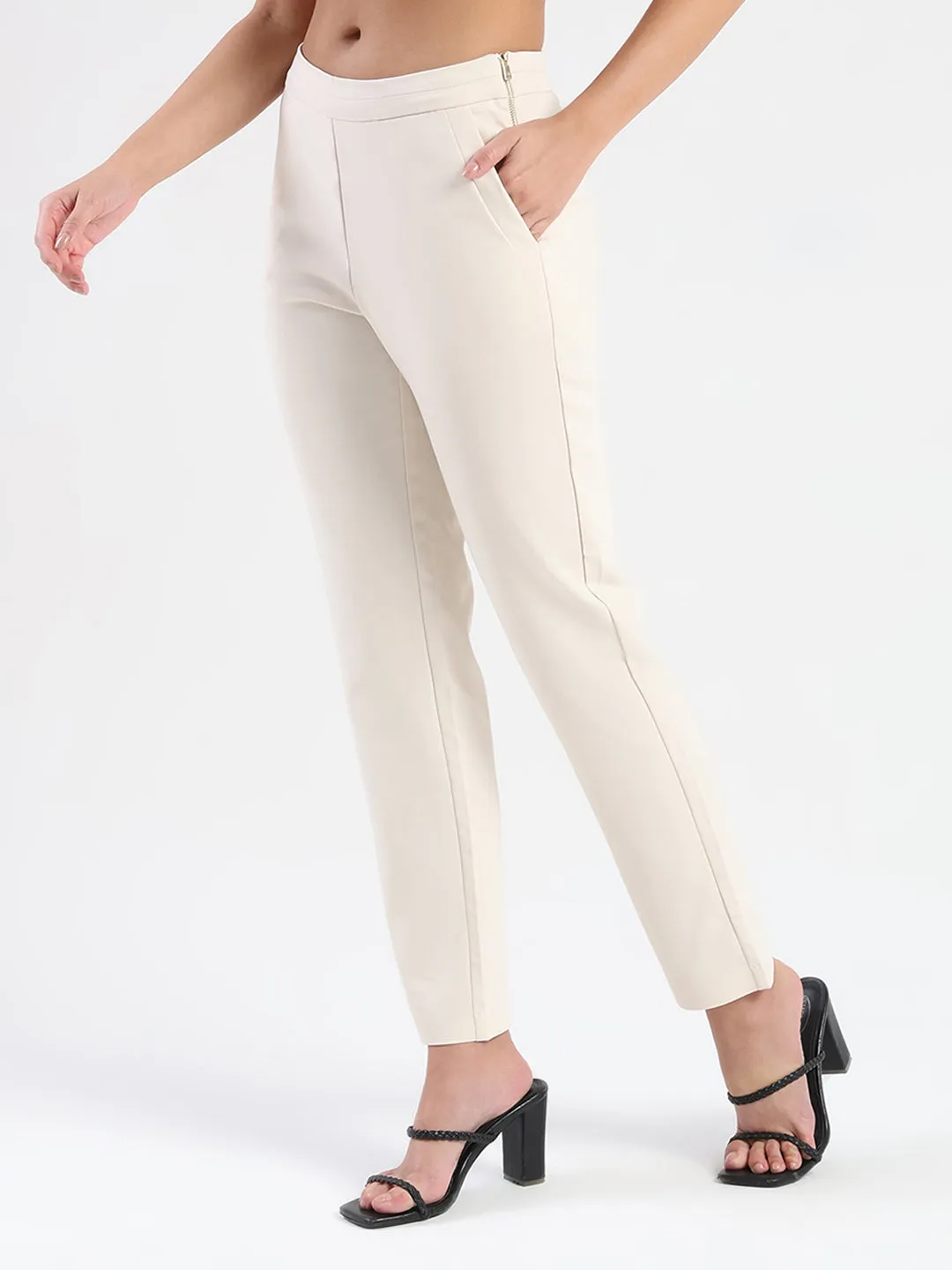 Trail Ready Madame High-Waist Cotton Blend Ivory Trousers