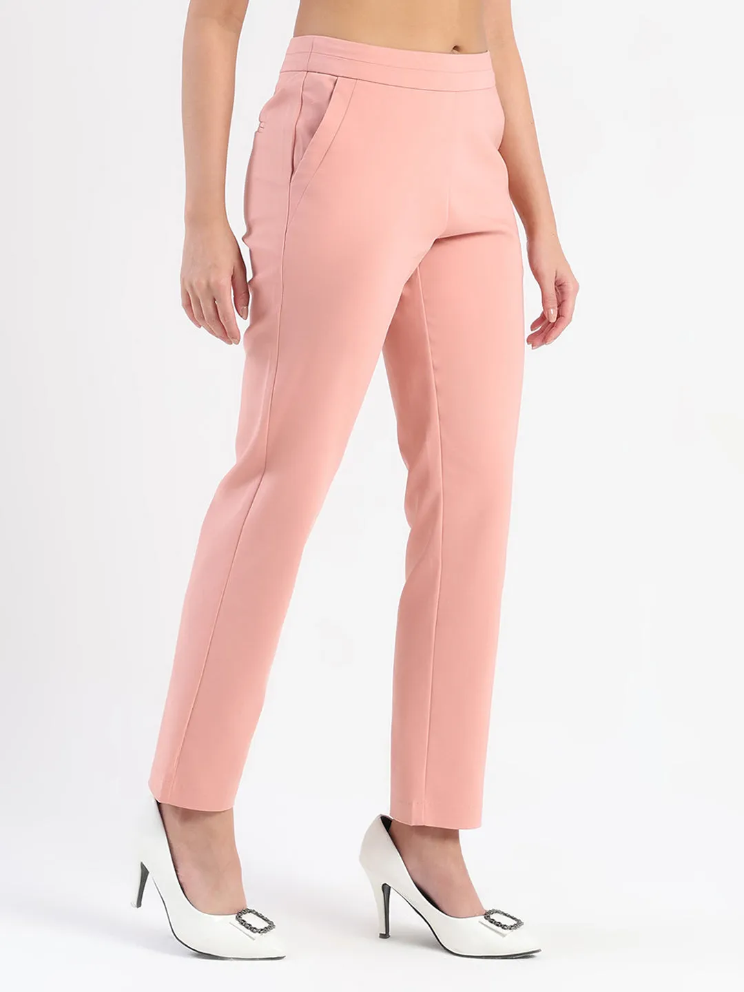Soft Material Madame High-Waist Cotton Blend Pink Trousers