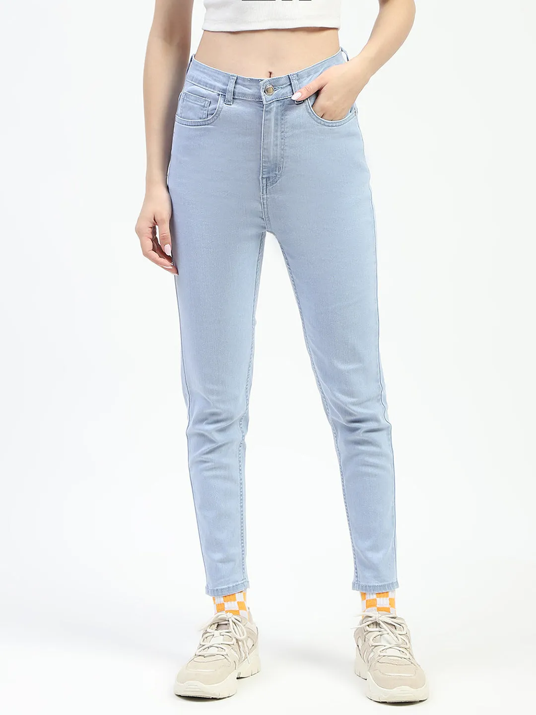 Madame Ice Blue Skinny Fit Cotton Denim Jeans Street Routine