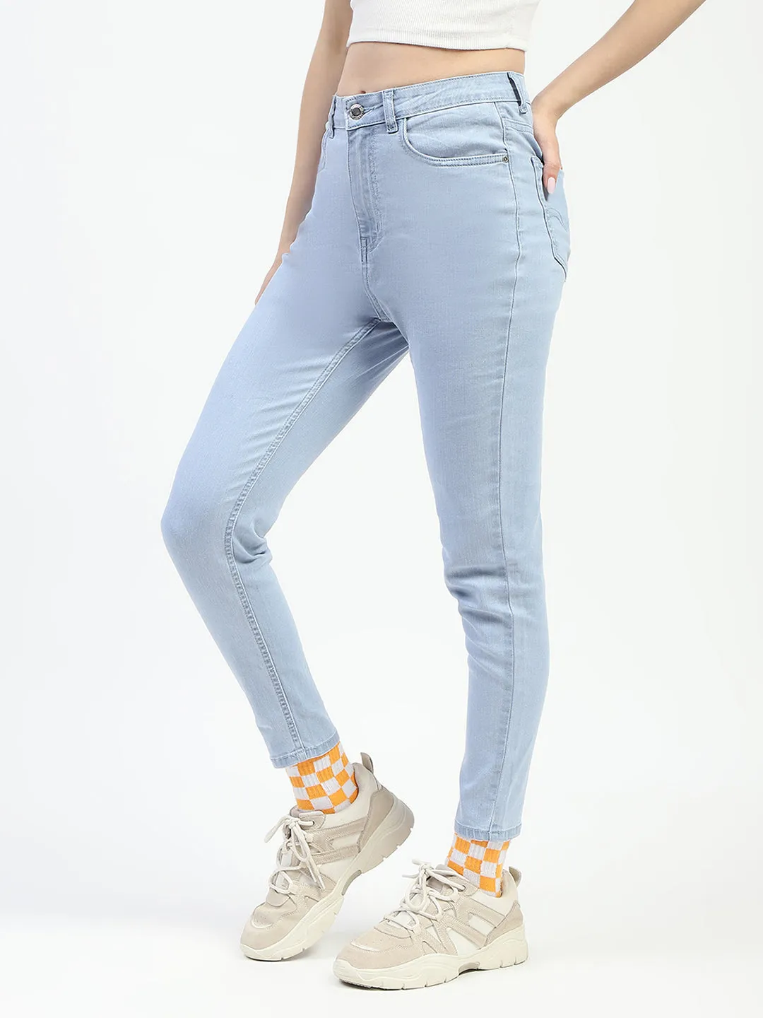 Madame Ice Blue Skinny Fit Cotton Denim Jeans Relaxed Style