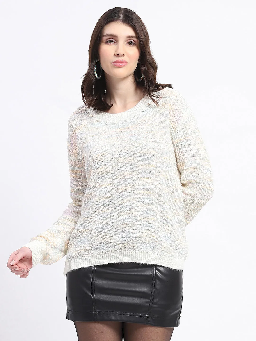 Quick Layer Madame Knit Crew Neck Multicolor Sweater