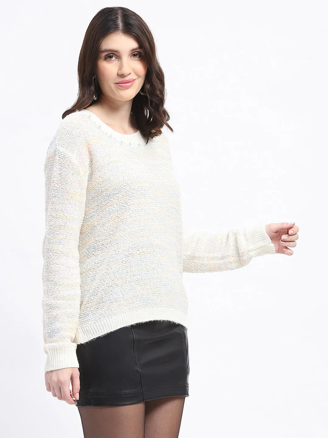 Madame Knit Crew Neck Multicolor Sweater Lightweight insulation