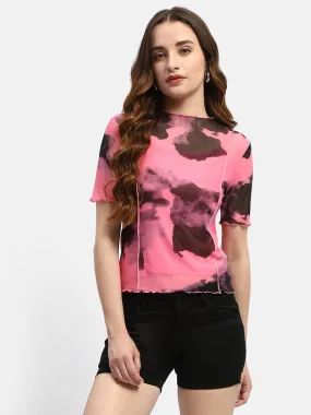 Airflow Ventilation Matte Look Madame Lettuce Hem Black Abstract Print T-Shirt