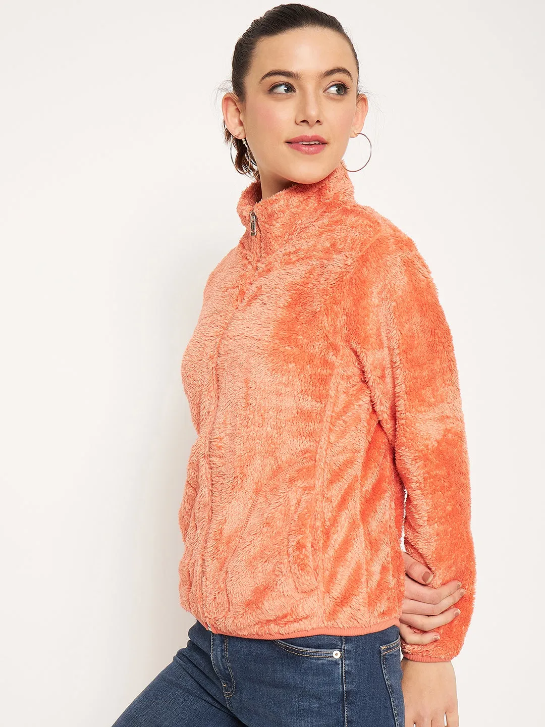 Madame Light Orange High Neck Sweatshirt Wool