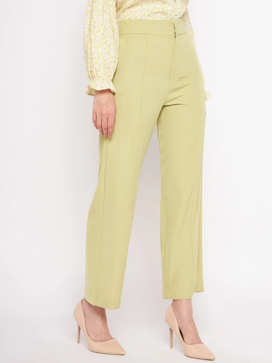 Madame Lime Green Trouser High-rise waist Lightweight Wear