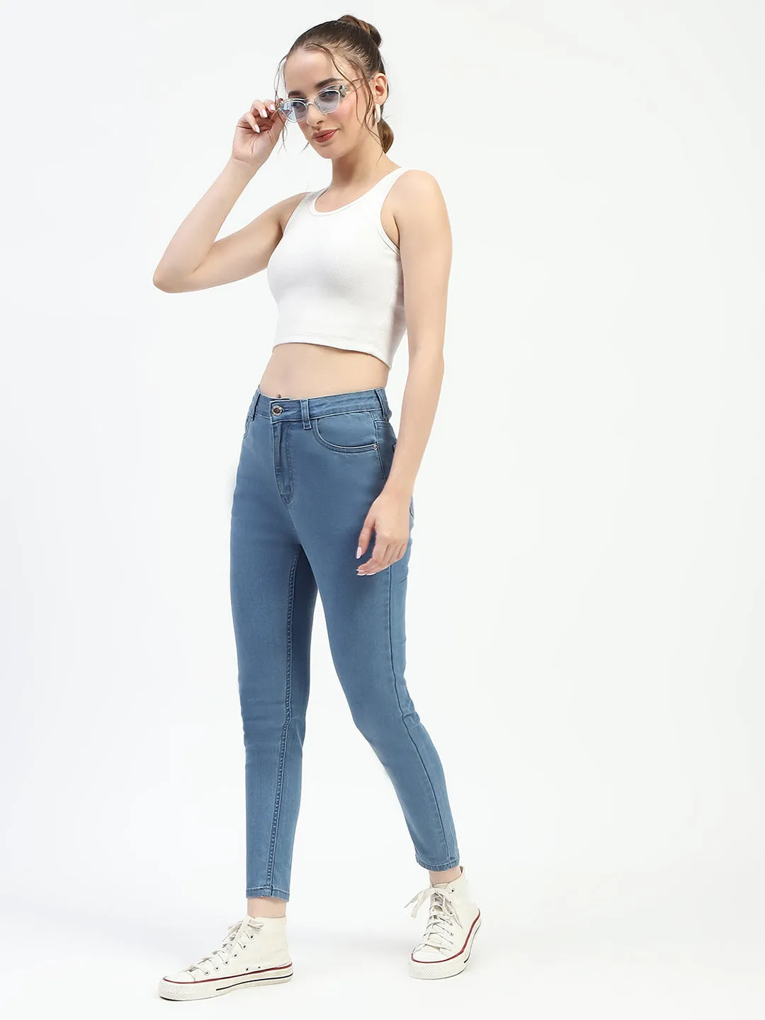 Sophisticated Look Madame Mid Blue Slim Fit Cotton Denim Jeans