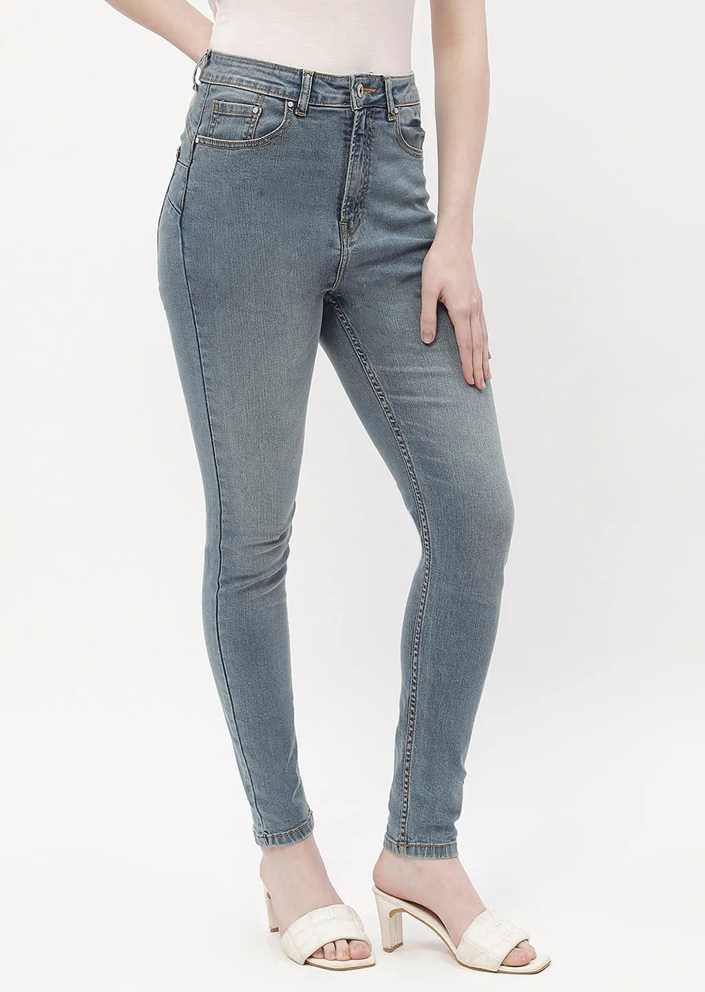 Madame Mid Rise Mid Blue Skinny Fit Jeans Casual Movement