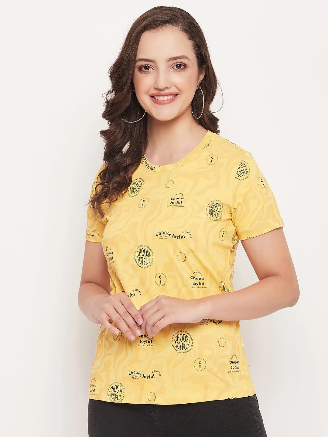 Lightweight Wear Relaxed Comfort Wear Madame Mustard Printed Regular Fit T-Shirt