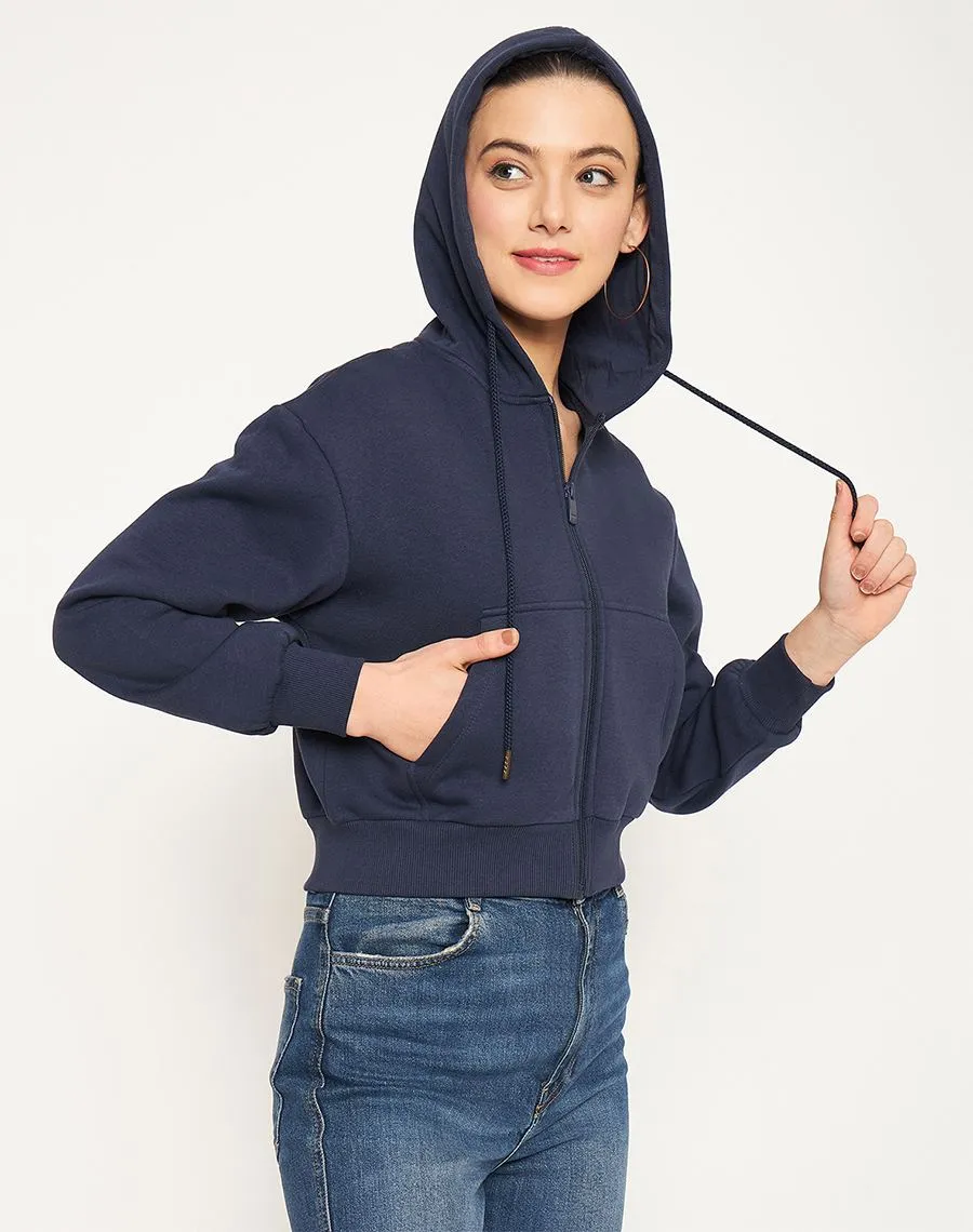 Madame Navy Hood Neck Sweatshirt Oversized Design Trendy Outerwear