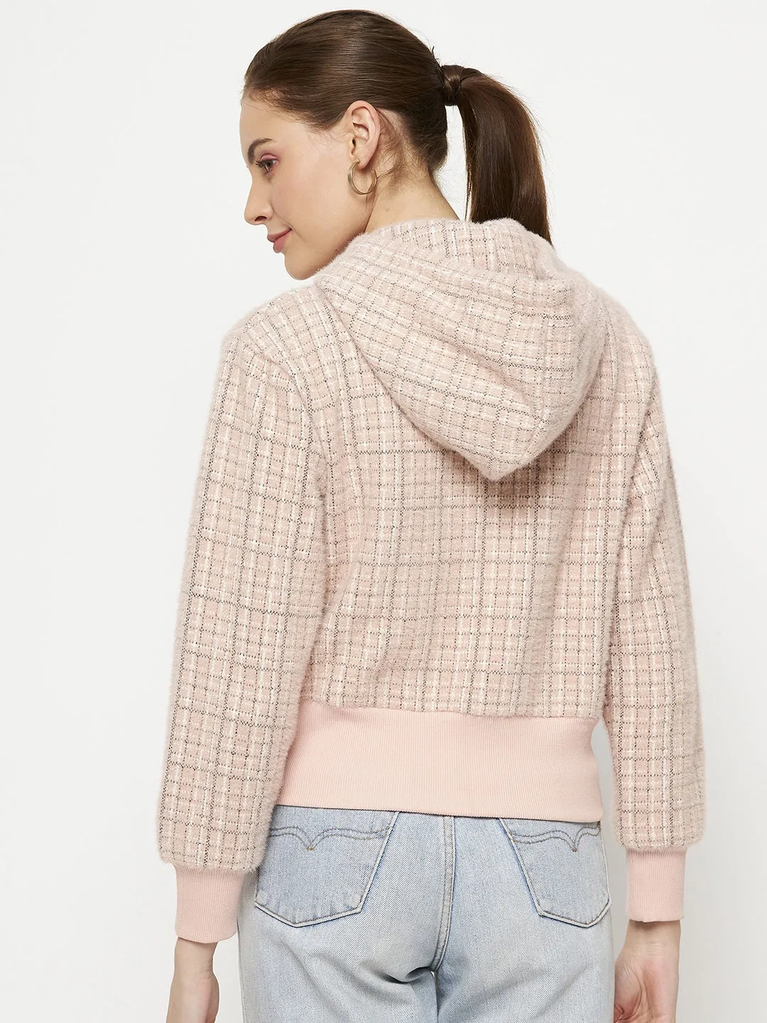 Seasonal Trend Half sleeve Madame Peach Hood Neck Sweatshirt