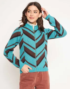 Soft Fabric Look Madame Peacock High Neck Sweater