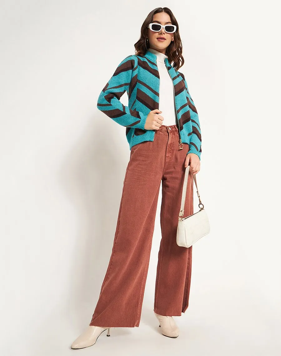 Cozy Active Wear Madame Peacock High Neck Sweater