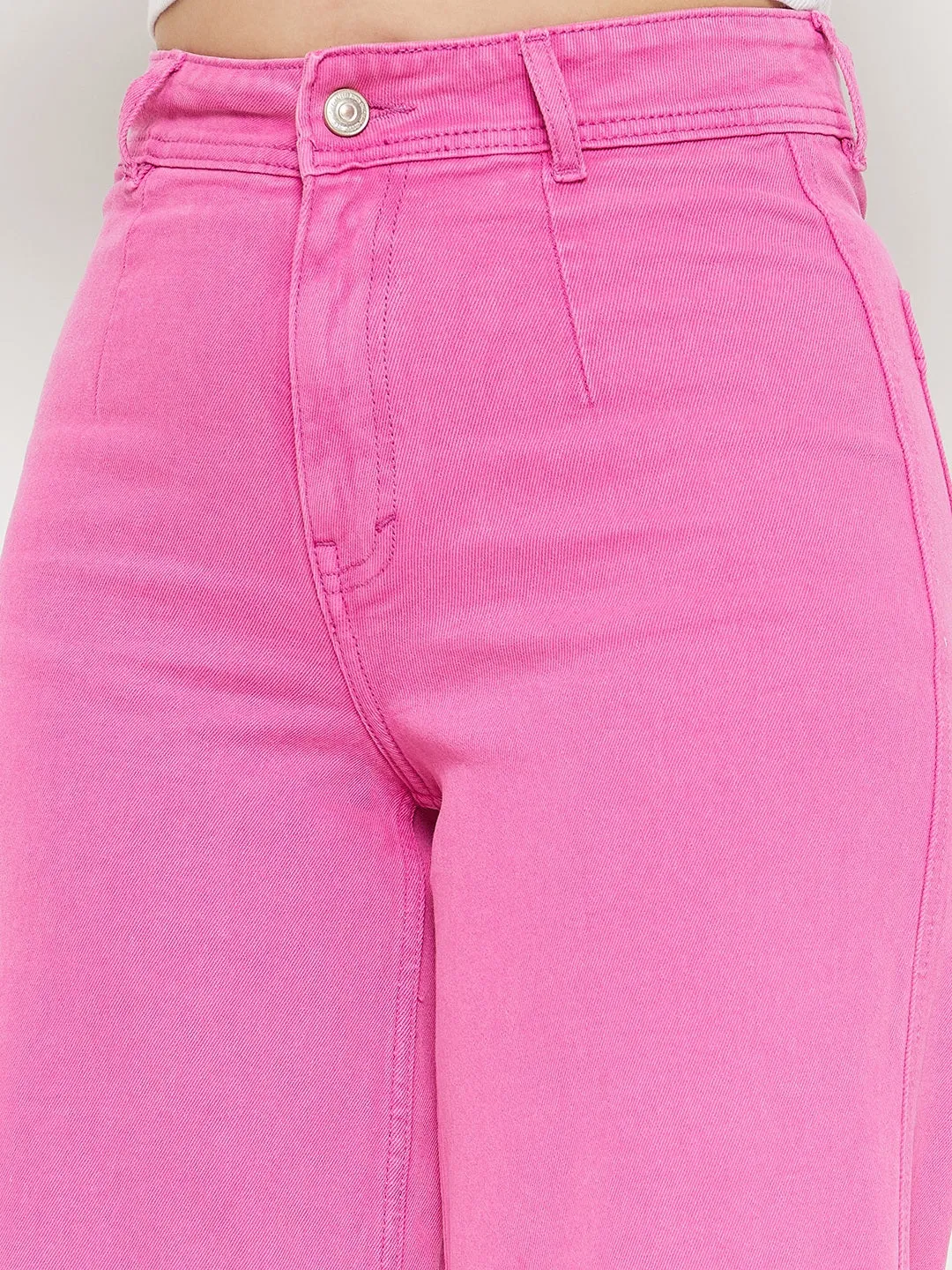 Madame Pink Solid Denim Perfect Waist