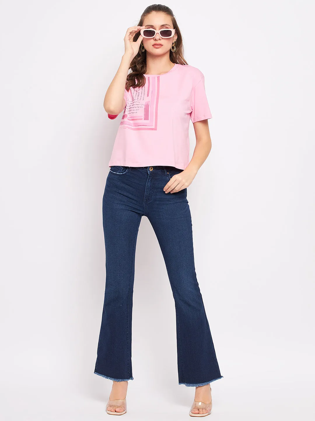 Madame Pink Typography T-Shirt Quick Dry Fit Structured silhouette