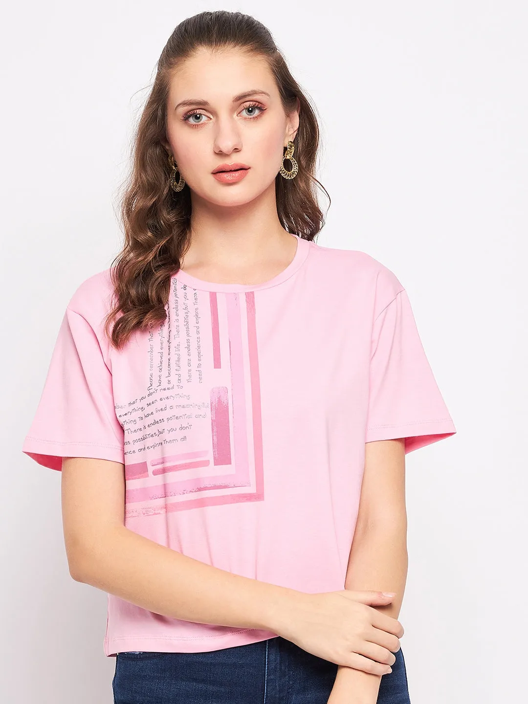BreathableMaterial Madame Pink Typography T-Shirt