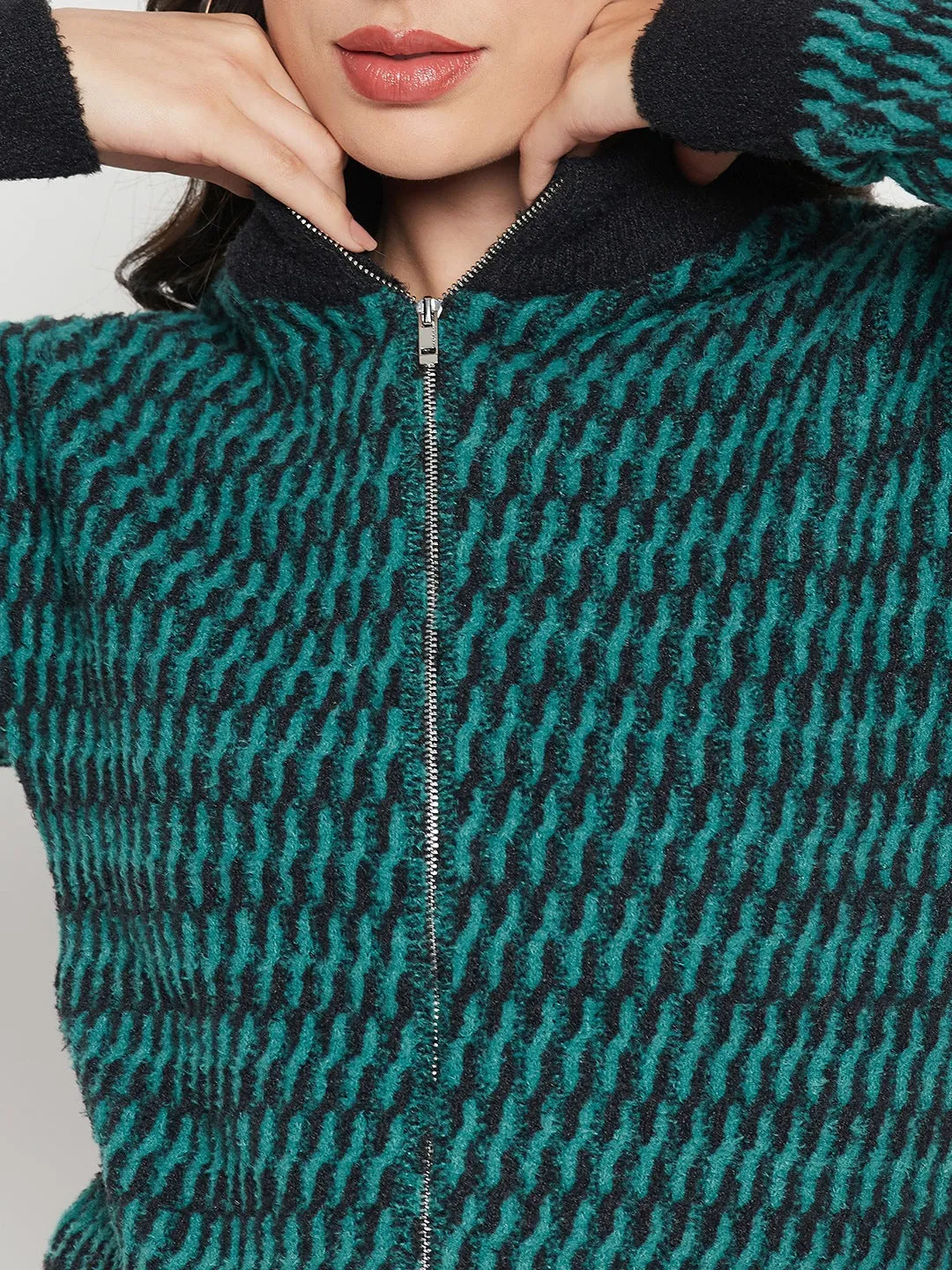 Madame Printed Emerald Green Sweater Fine Gauge Eco Friendly Dye Process