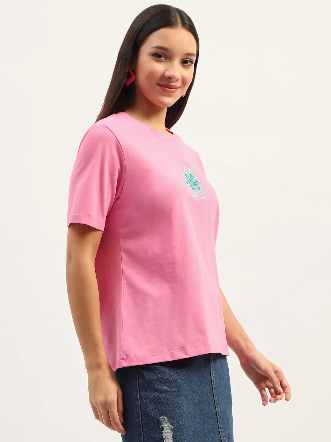 Elastic Fit Madame Printed Pink T-Shirt