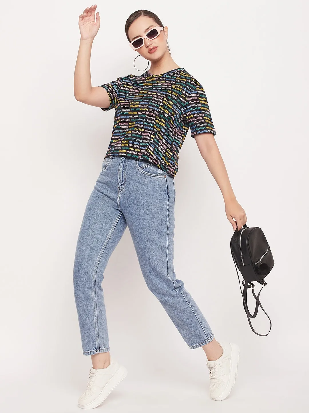 Madame Regular Fit Round Neck Printed T-shirt Breathable Look Non Fading Material