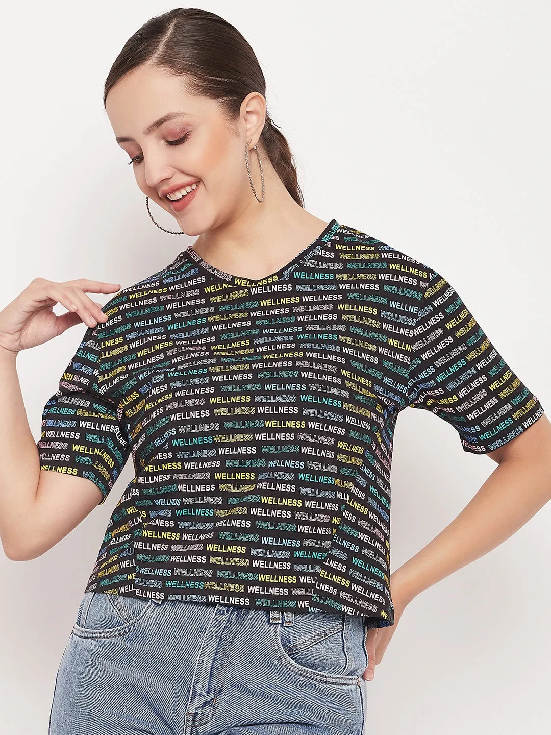 Madame Regular Fit Round Neck Printed T-shirt theater visit Active Essentials