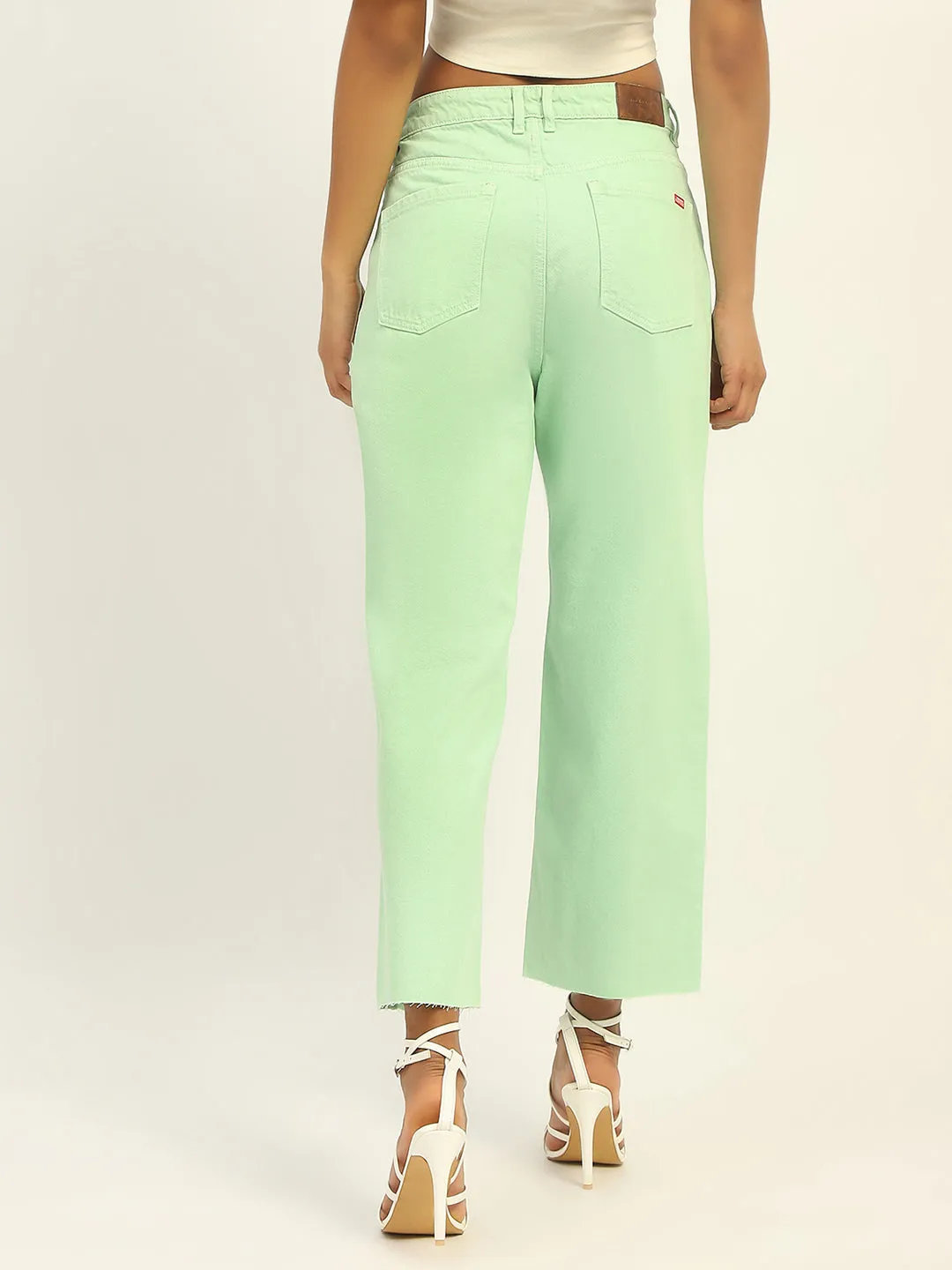Madame Regular Mid Rise Cotton Green Denim Clean Cut