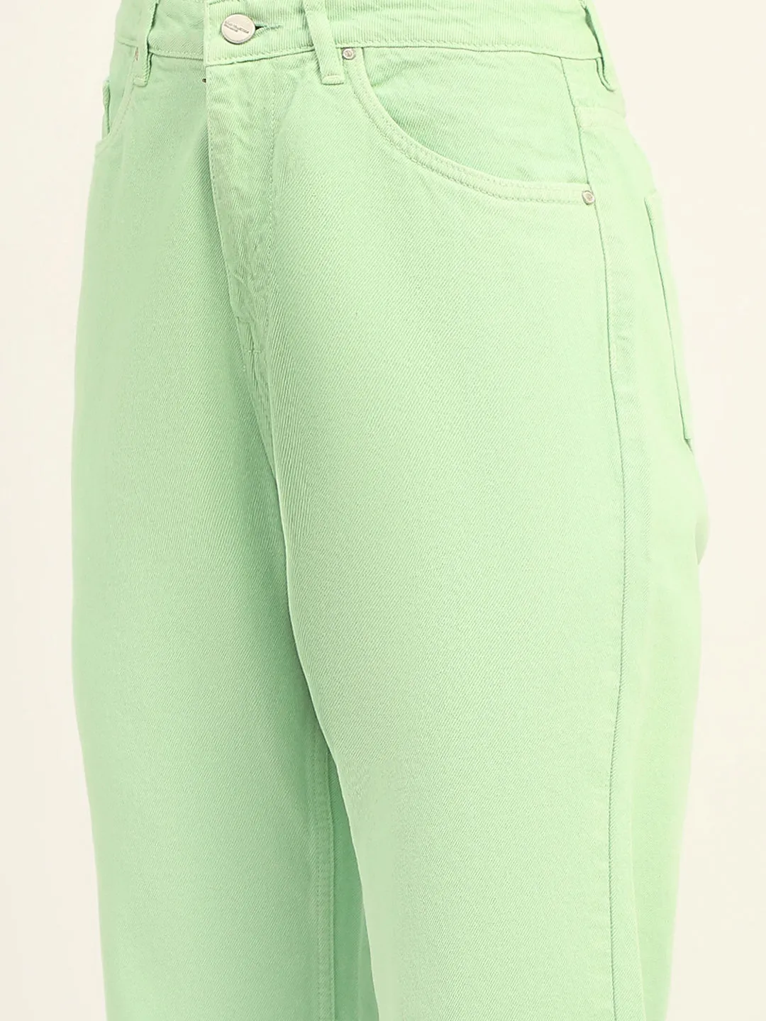 Madame Regular Mid Rise Cotton Green Denim Everyday Fashion Lover Classic Casual