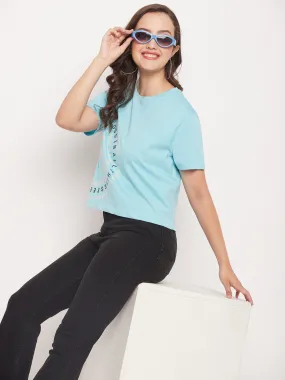 Madame Round Neck Printed Cotton T-shirt Comfy Stretch