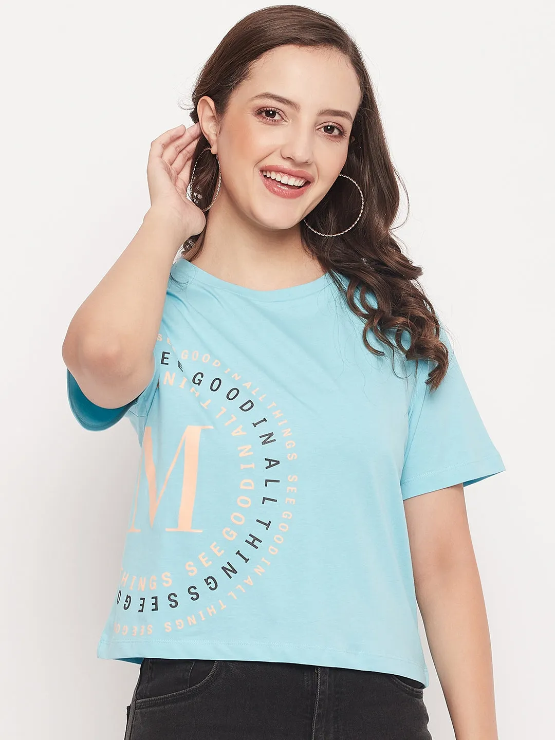 Quick Fit Design Madame Round Neck Printed Cotton T-shirt