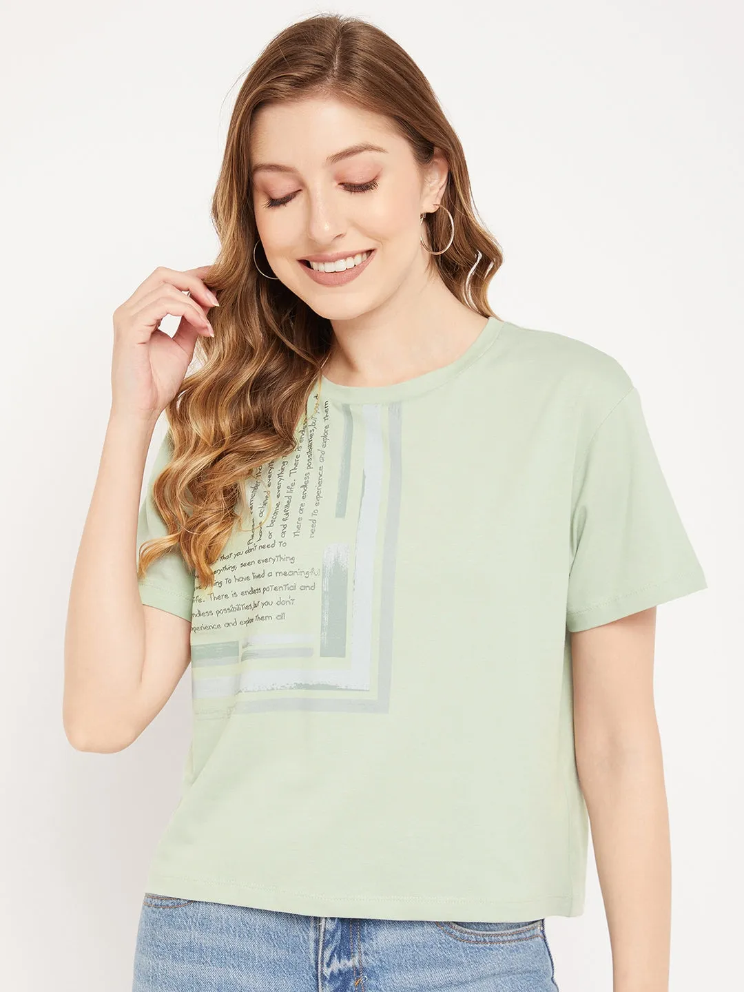 Madame Sea Green Typography T-Shirt Chill Style