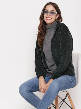 Unisex Apparel Madame Shimmer Bottle Green Hooded Sweatshirt