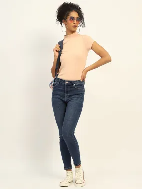 Chill Friendly Madame Skinny Fit Raw Hem Cotton Dark Blue Denim
