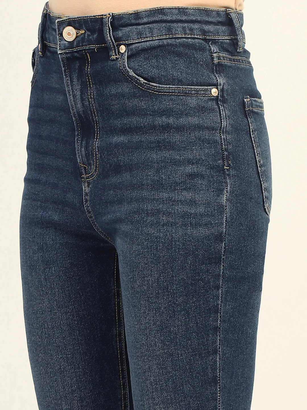 Madame Skinny Fit Raw Hem Cotton Dark Blue Denim Basic Piece