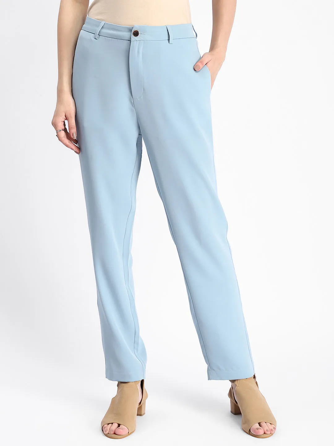 Madame Sky Blue Tapered Fit Trousers Abrasion Resistant Surface