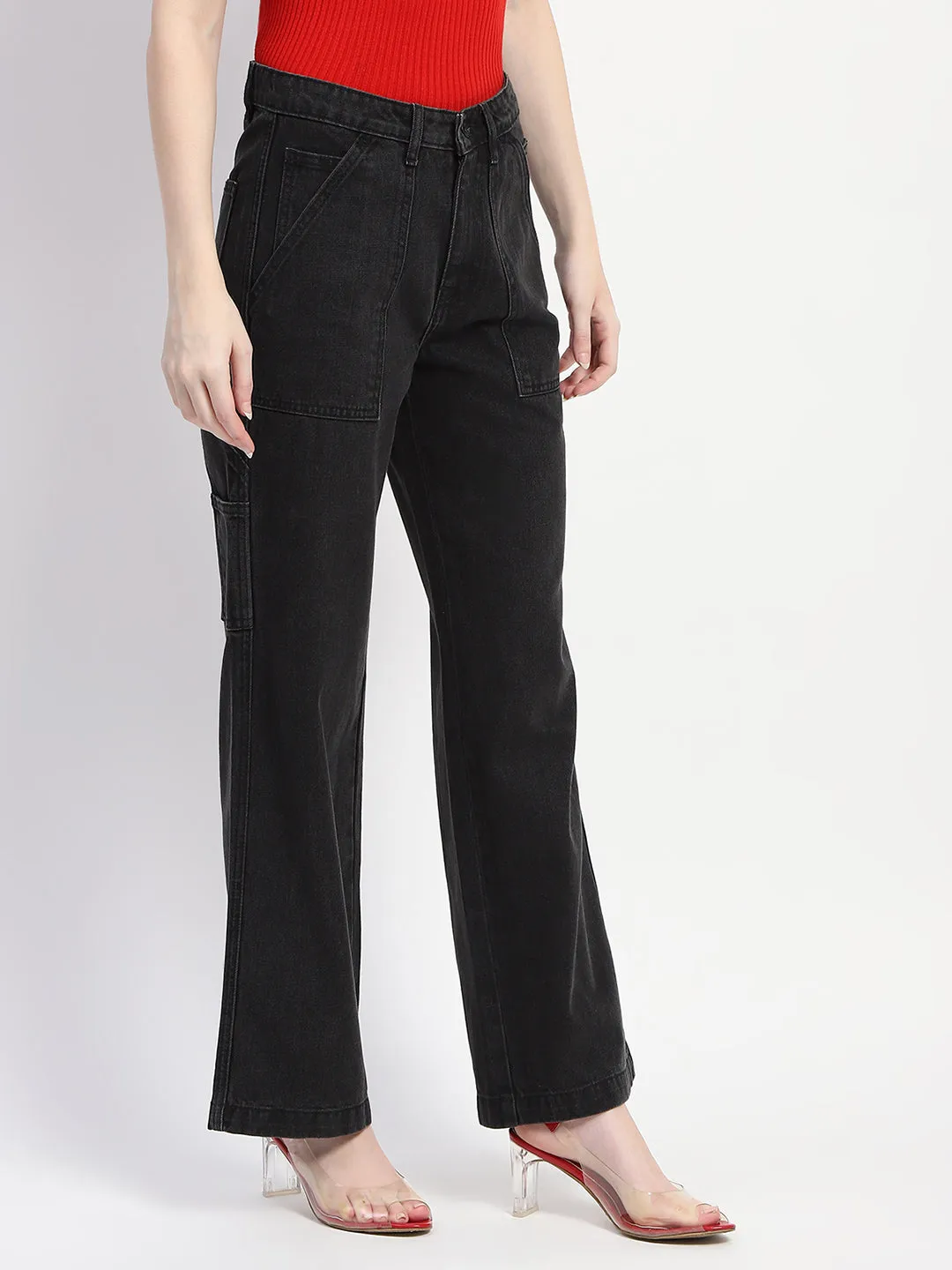 Fit Layer tailored look Madame Slant Pocket Flared Black Denim