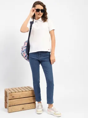 Madame Solid Blue Slim Fit Jeans Date Night Casual Friday Pre Shrunk Material