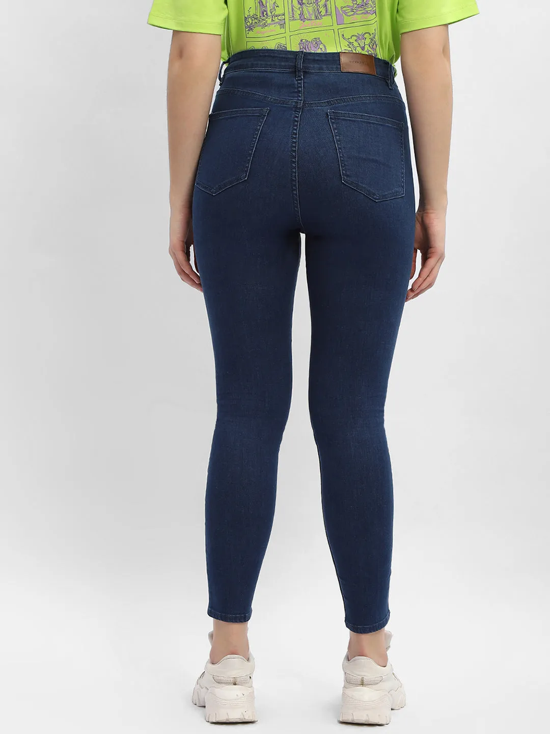 Active Wear Madame Solid Mid Blue Skinny Fit Denim Jeans