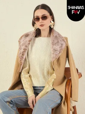 Madame Solid Off White Cable Knit Sweater Layered Look Versatile Knit