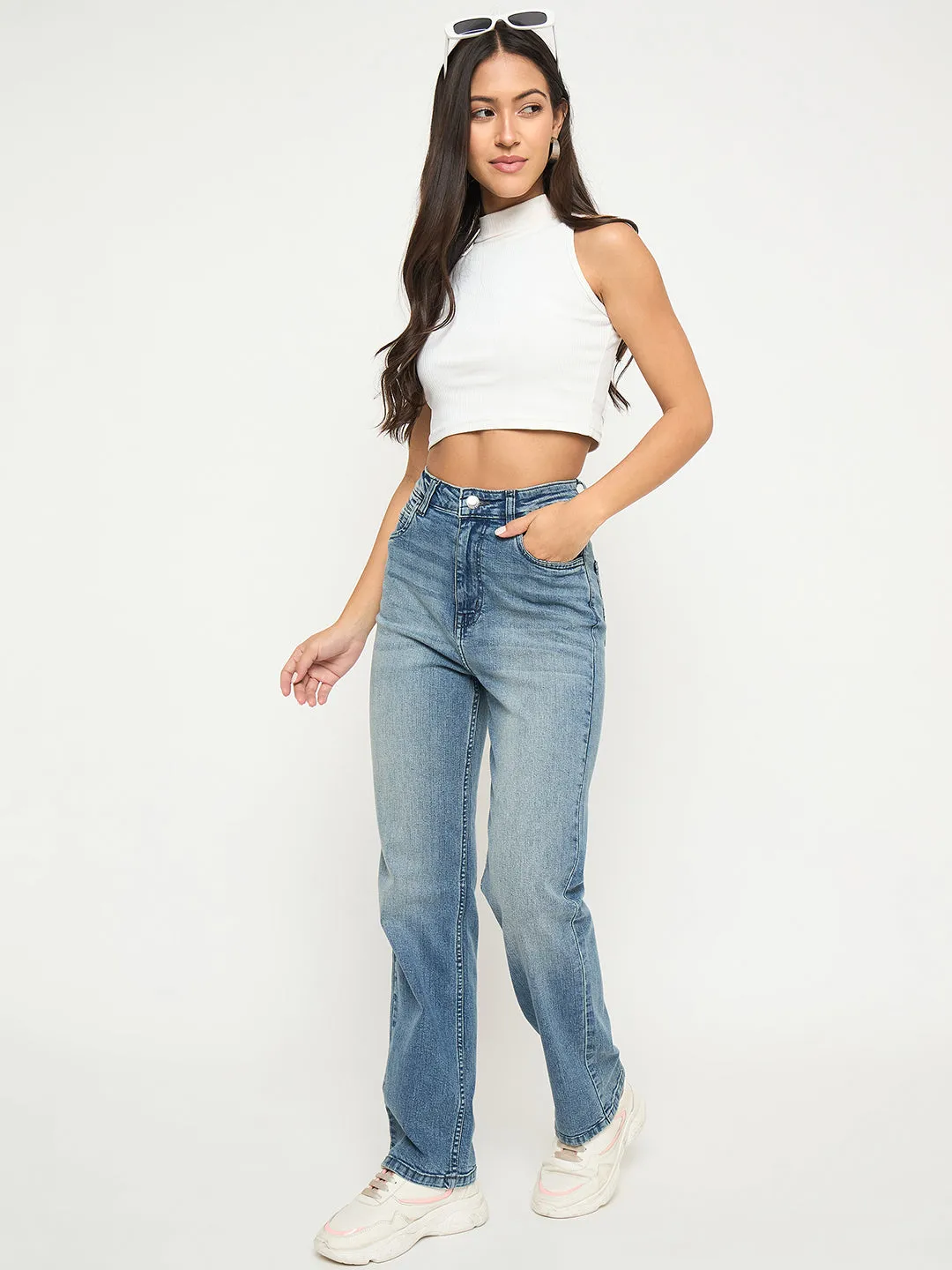 Lifestyle Fit Premium Denim Madame Stone Wash Light Blue Cotton Blend Jeans