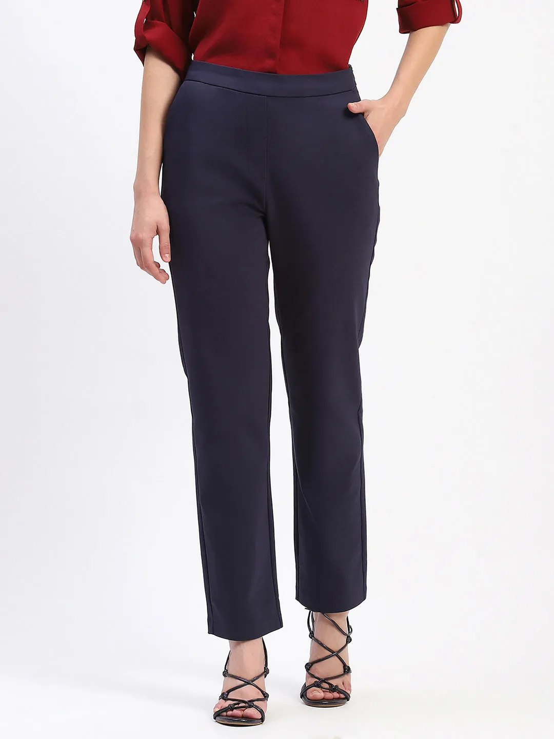 Sport Comfort Modern Waist Madame Straight Fit Navy Trousers