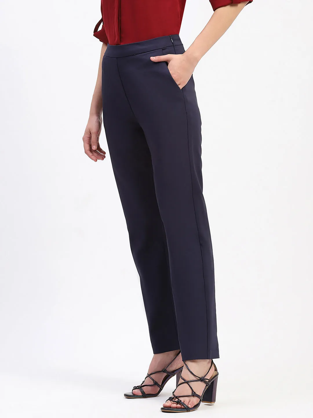 Bonded Seam Technology Madame Straight Fit Navy Trousers