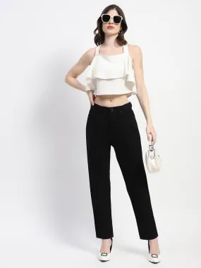 Madame Straight Fit Solid Black Denim All Style Fit